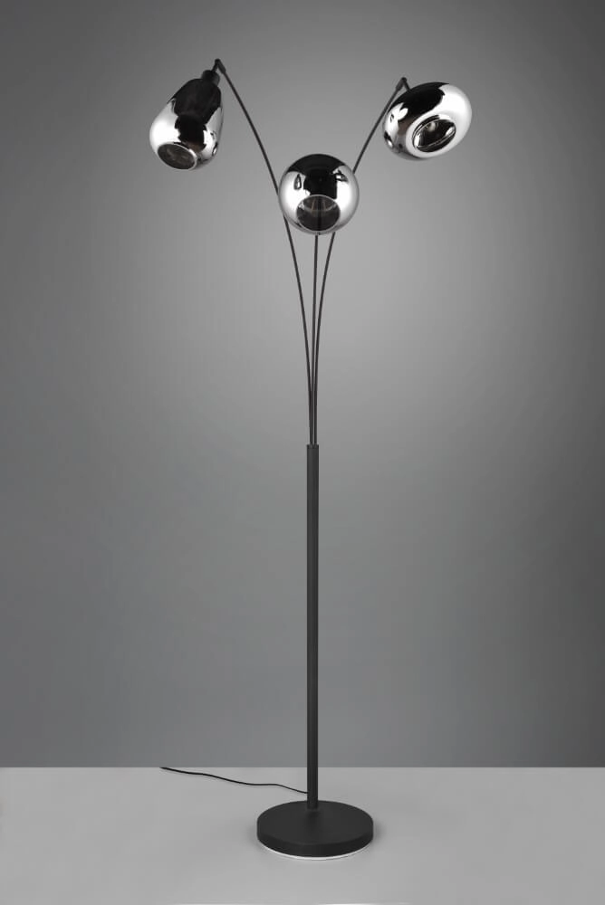 Staande vloerlamp Lumina zwart armatuur met chroom glas Trio 4017807581201