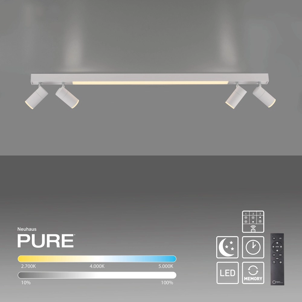 Plafond opbouwspot Pure Lines Spot 110cm - wit Paul Neuhaus 4012248395837
