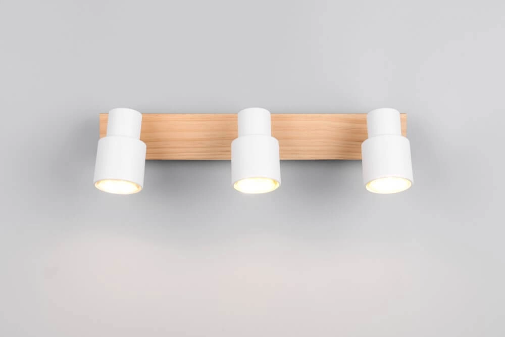3-lichts plafondlamp Pierre wit met hout Trio 4017807638189