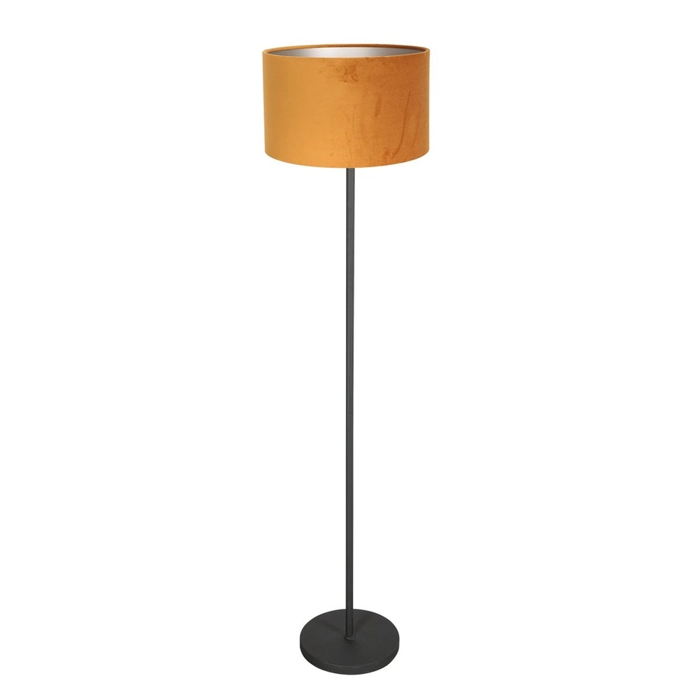 Zwarte vloerlamp Noor met gouden kap