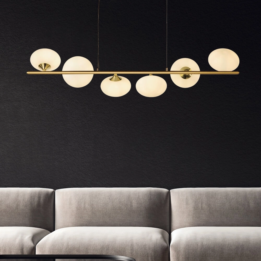 Gouden hanglamp Pebble 6-lichts Searchlight 5053423230733