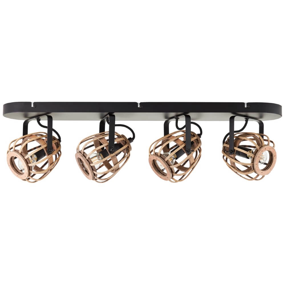Rotan plafondlamp Nikka 4-lichts zwart Brilliant 4004353402227