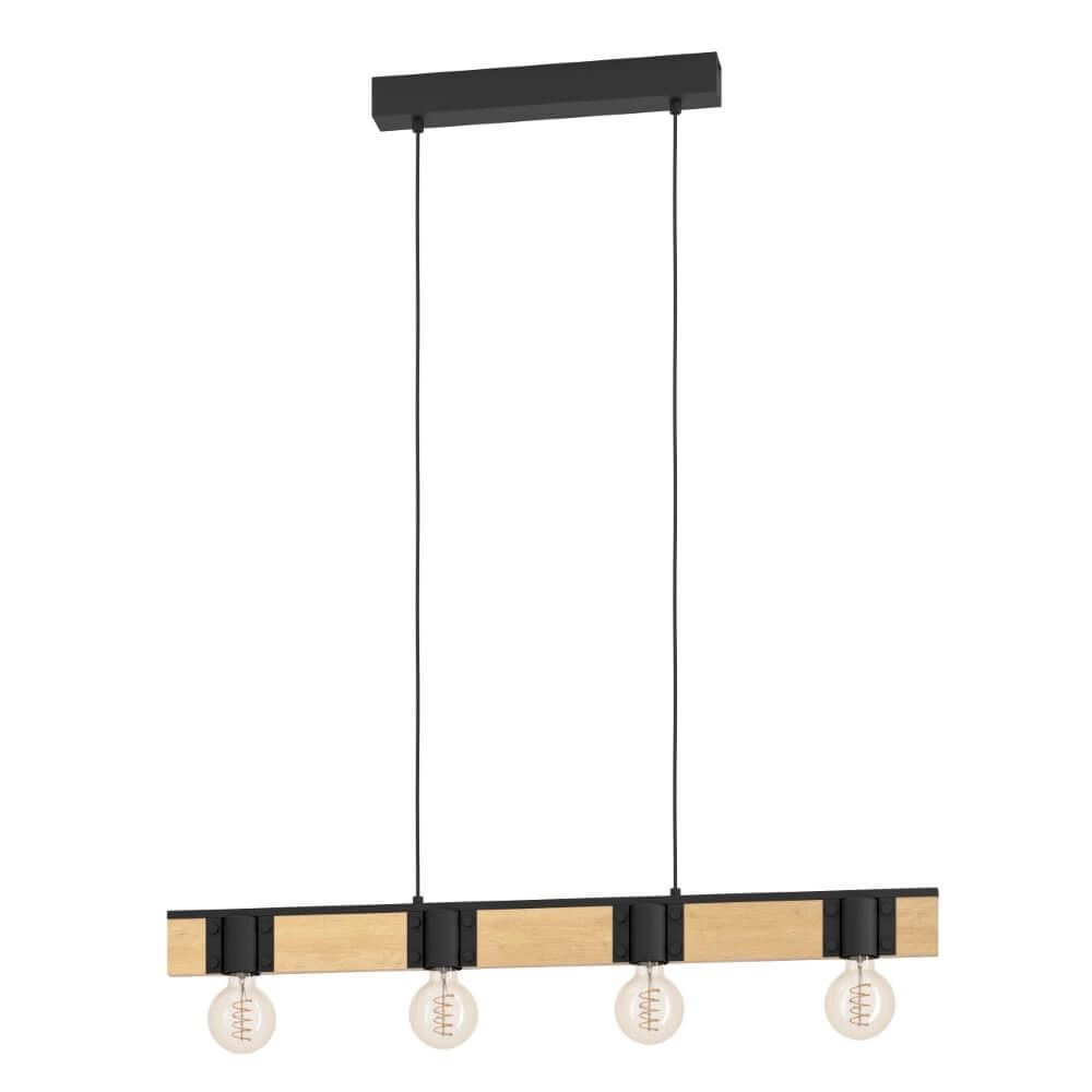 Houten hanglamp Bailrigg 4-lichts