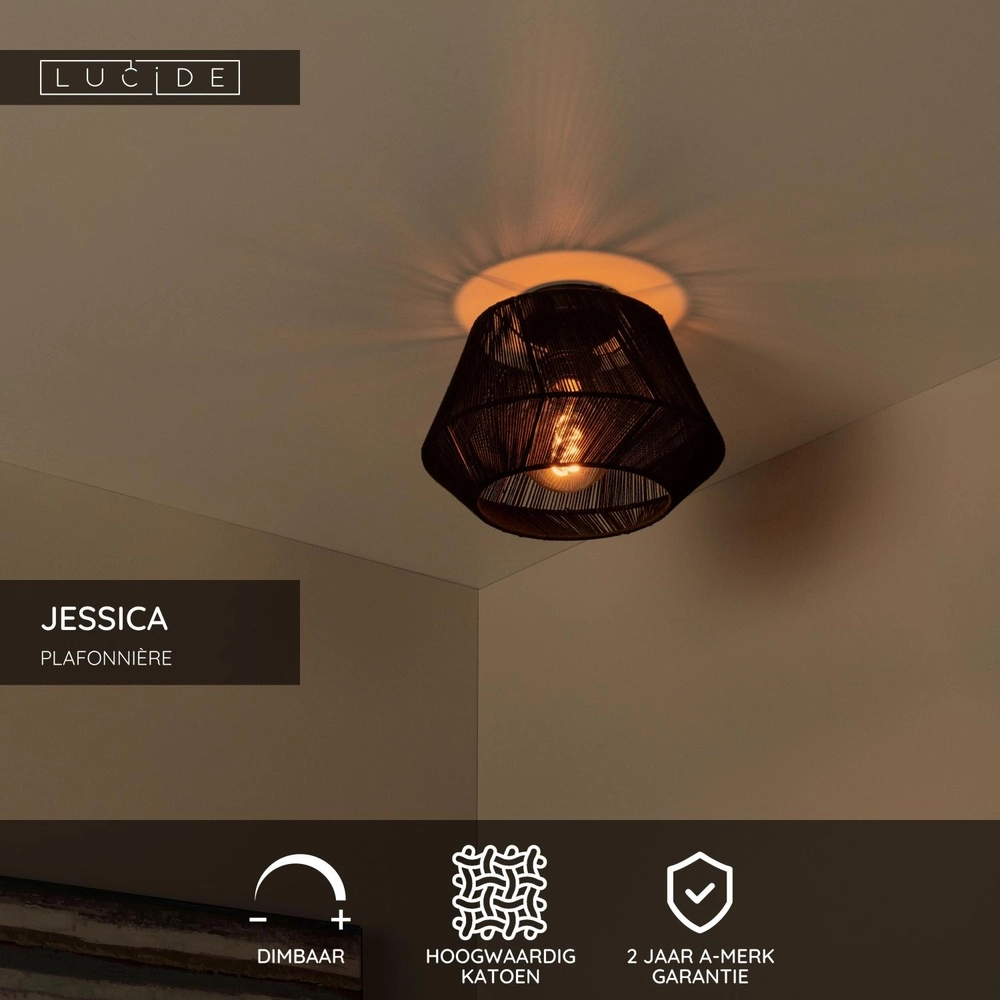 Plafondlamp Jessica Ø 30cm zwart Lucide 5411212106131