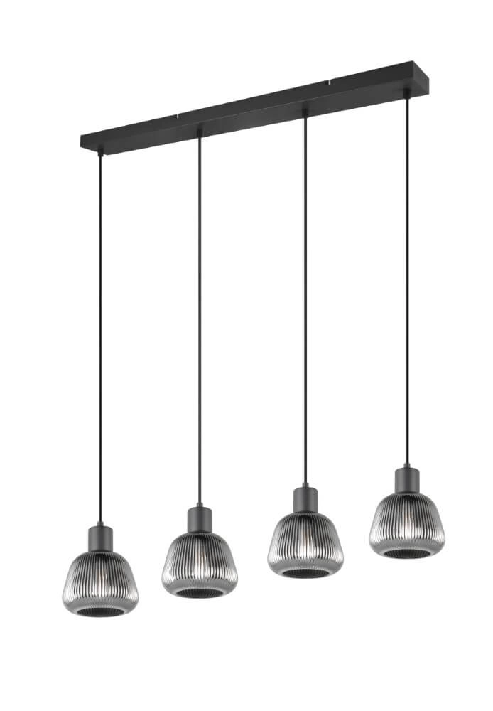 Eettafel hanglamp Tarifa met geribbeld glas Trio 4017807615814