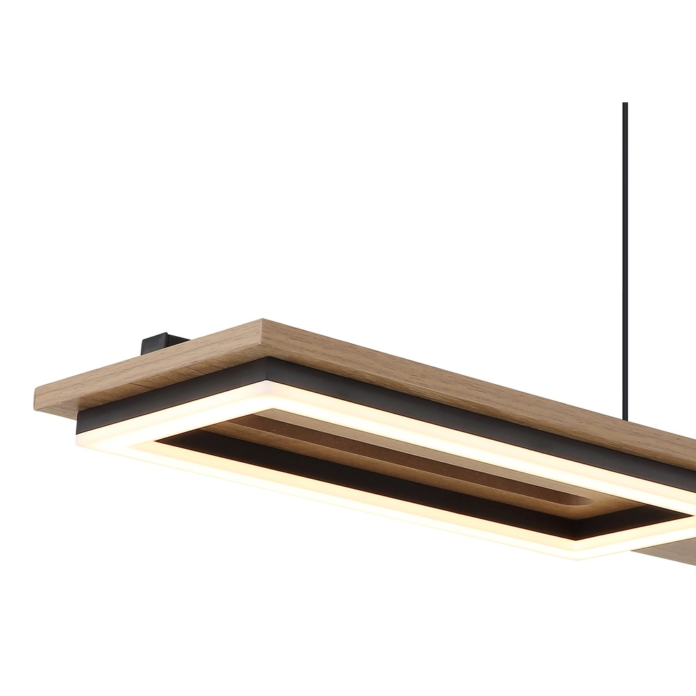 Design plafondlamp Bruce zwart met hout Globo 9007371592111