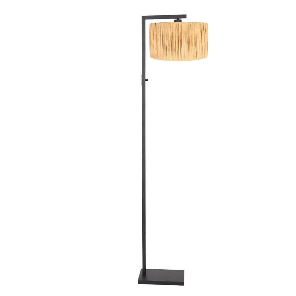 Vloerlamp Stang zwart met strokleurige kap