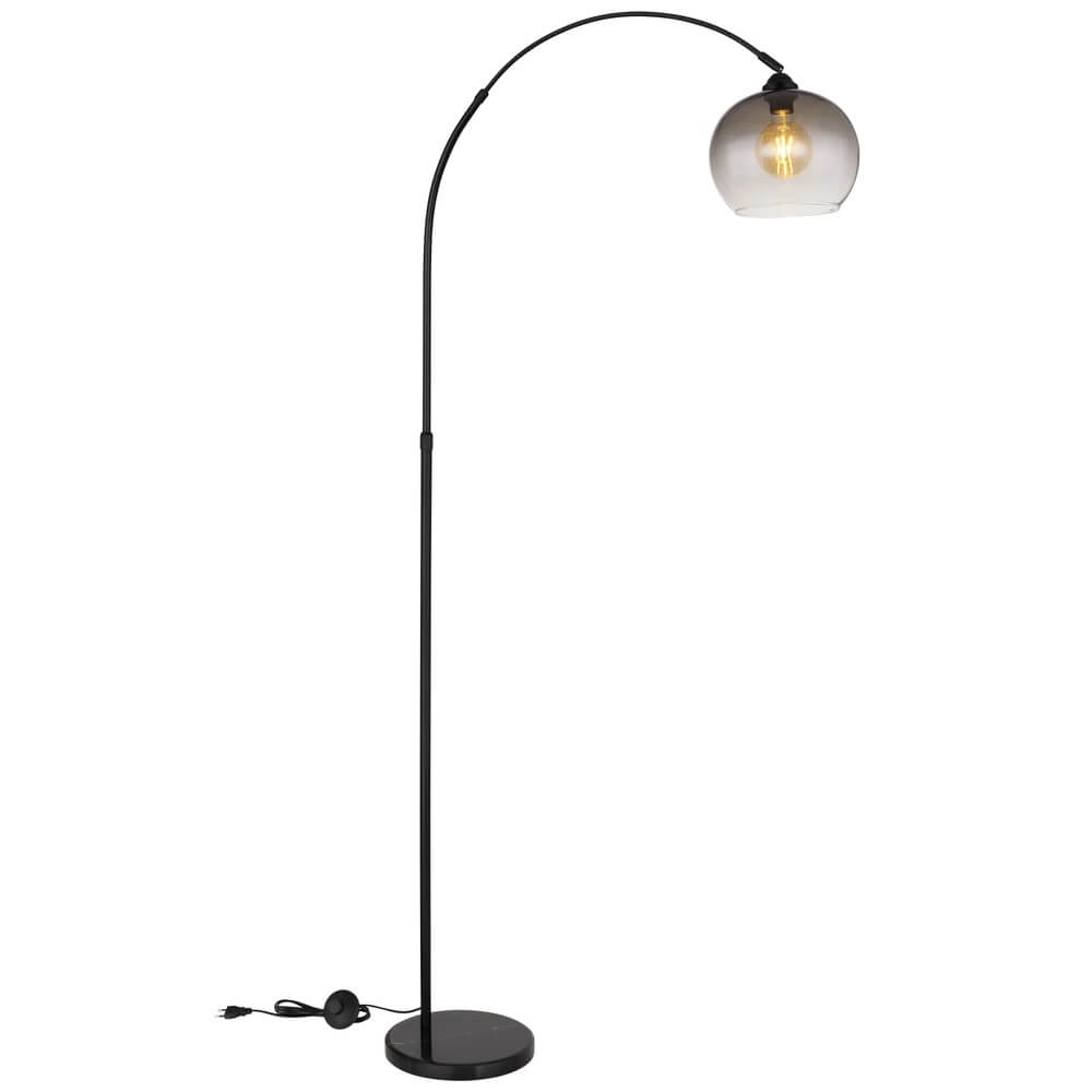 Zwarte booglamp Newcastle bol smoke glas Globo 9007371454228