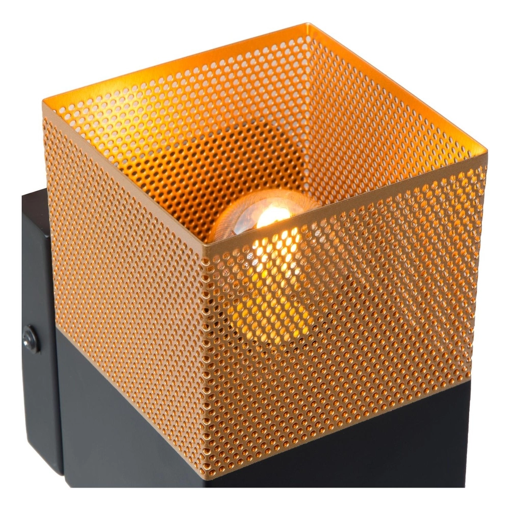 Design wandlamp Renate zwart met goud Lucide 5411212211286
