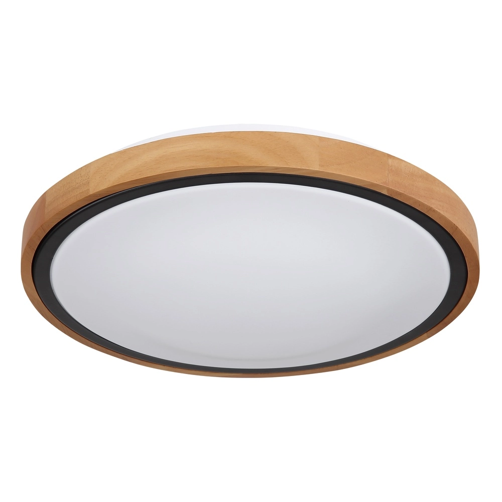 Plafondlamp Bruno Ø 30,7cm zwart met hout Globo 9007371430468