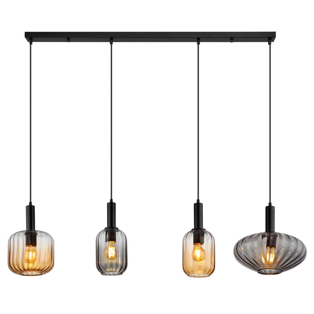 Hanglamp Valletta met gekleurd glas 4-lichts Globo 9007371452866