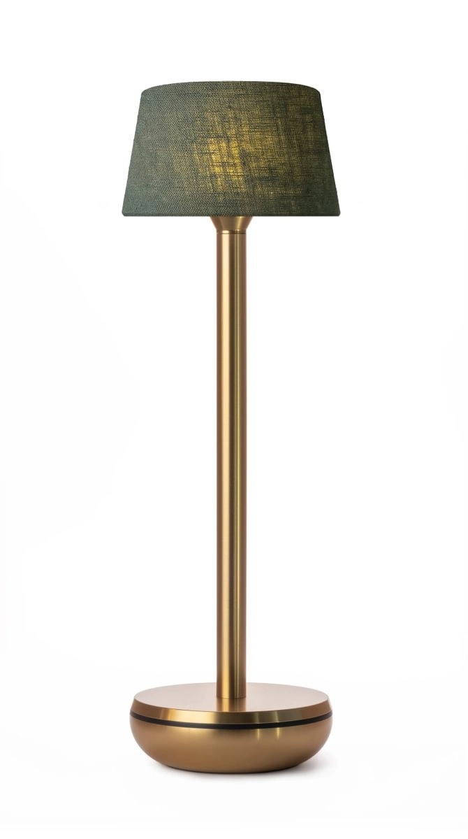 Air Gold/Emerald Linen oplaadbare tafellamp