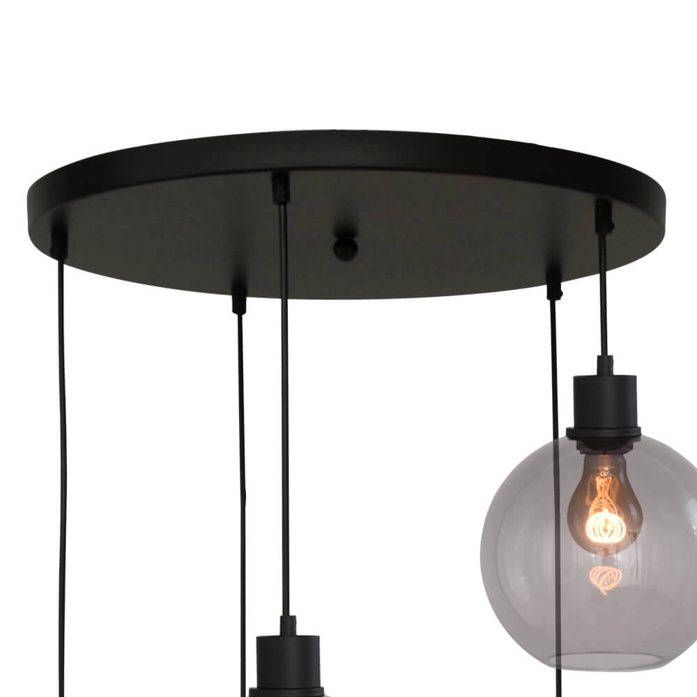 Vide hanglamp Lazise 5x Ø 20cm zwart Masterlight 8718121303550