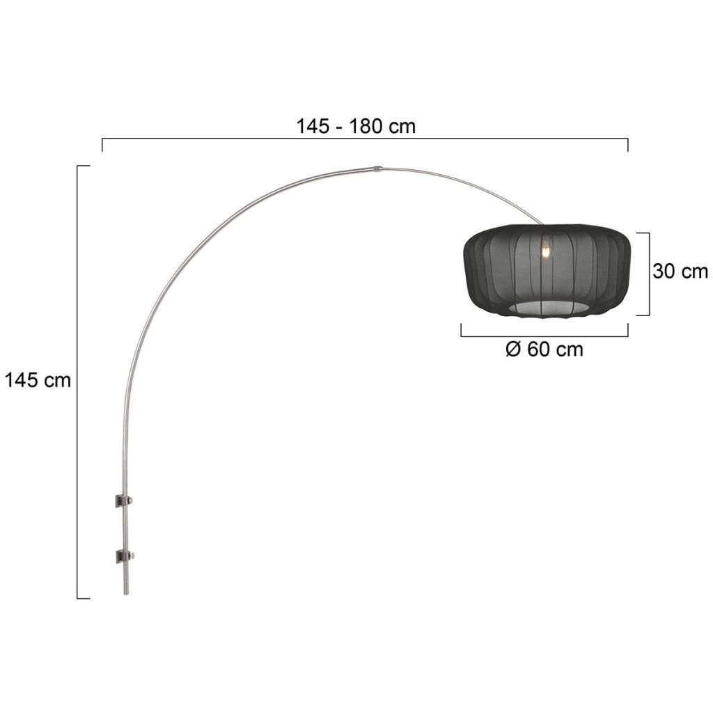 Wandlamp Vela Lino metaal grijs met zwarte kap Steinhauer 8712746181975