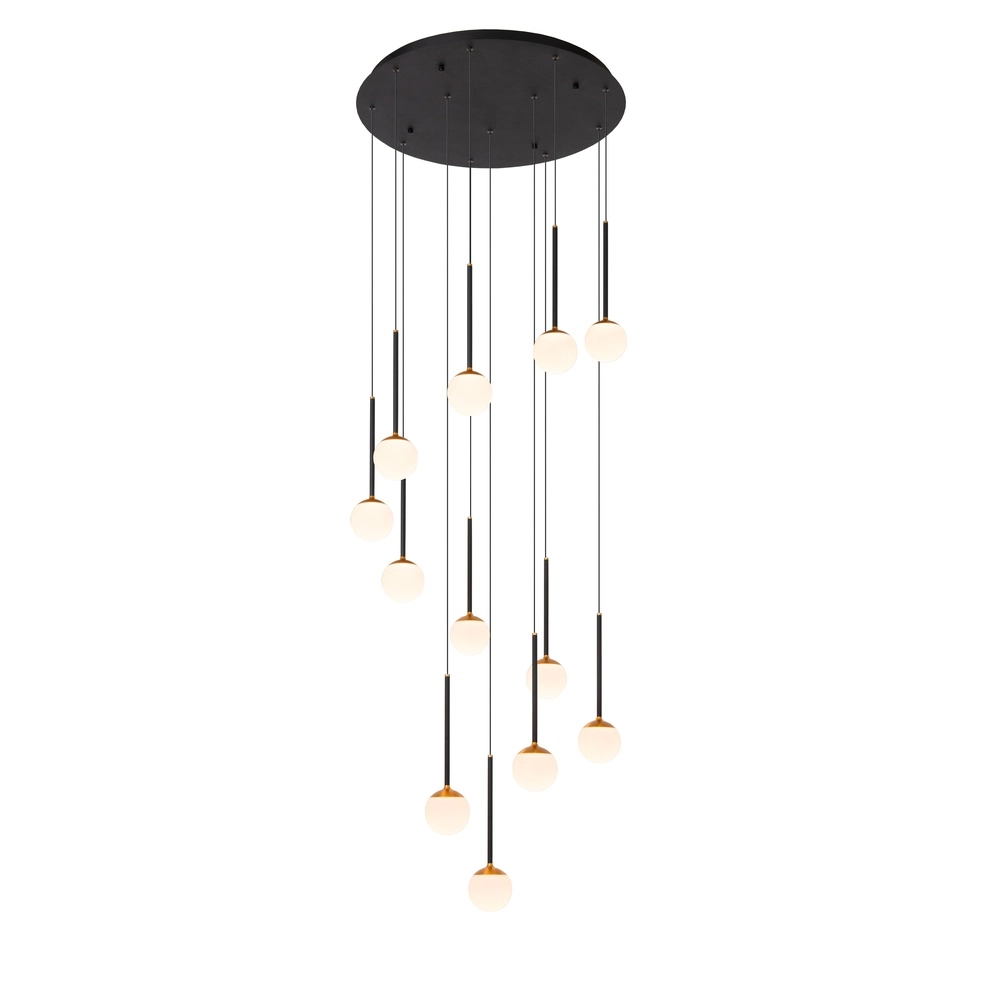 Vide hanglamp Calina 12 lichts met witte bollen
