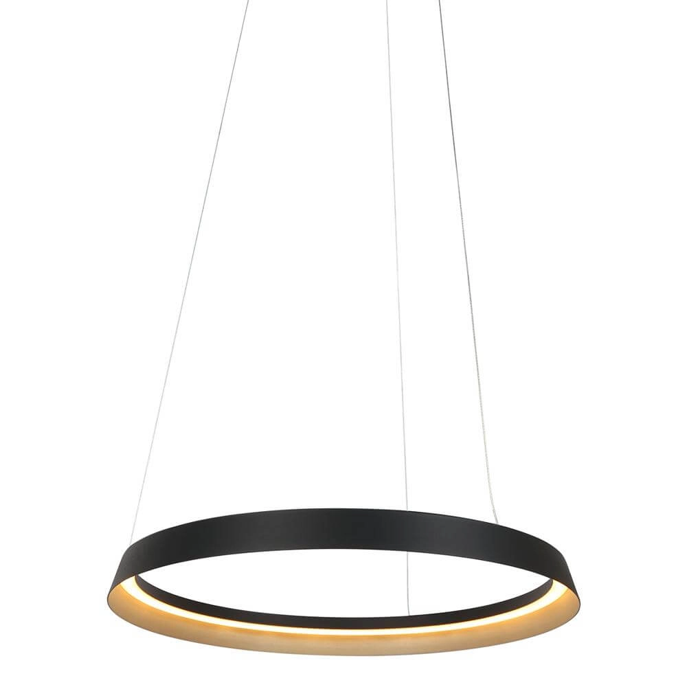 Strakke hanglamp Ringlux zwart Ø 60cm
