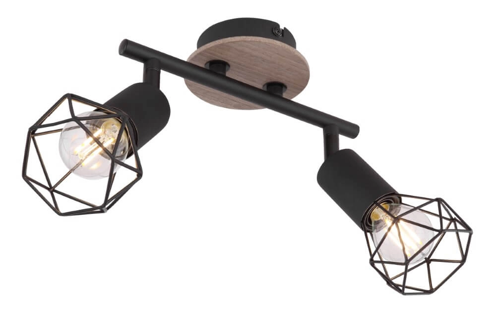 Plafondlamp Xara I zwart met hout