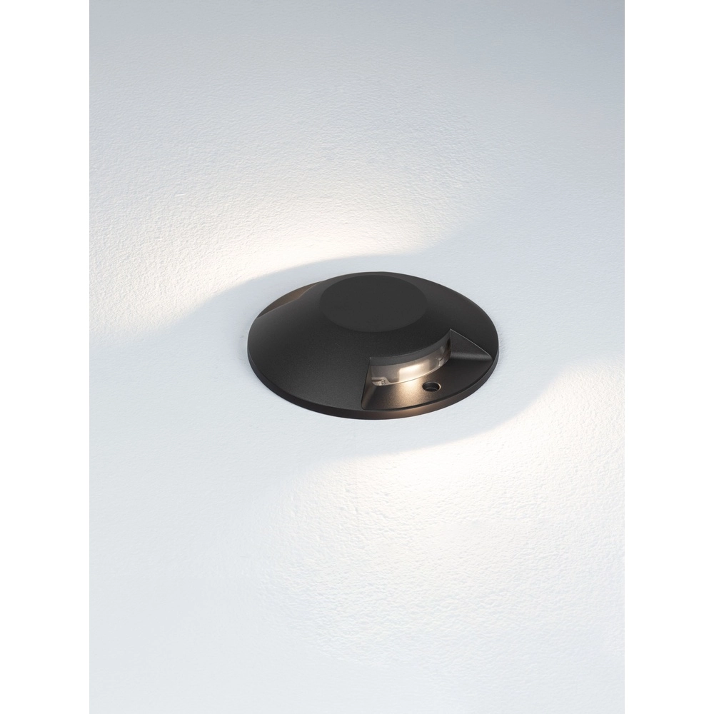 Platte opbouw grondspot Grado zwart - 12W Lyora 5212017497901
