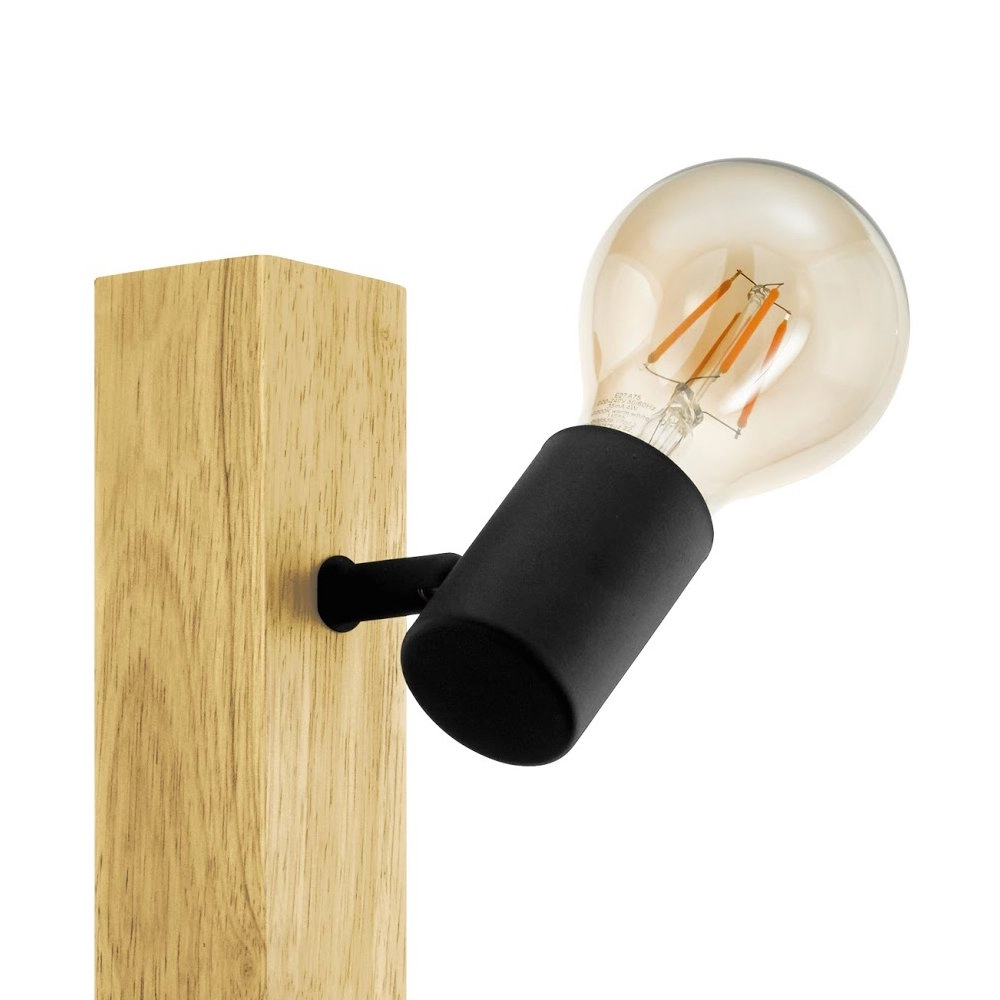 Spot Townshend 3 2-lichts zwart met hout Eglo 9002759994785