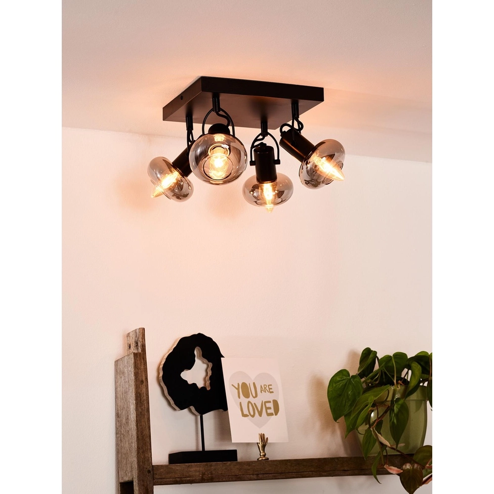 Plafondlamp Madee 4-lichts zwart Lucide 5411212176806