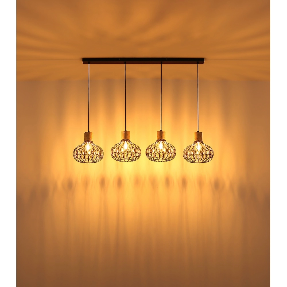 4-lichts hanglamp Dorthy landelijk zwart Globo 9007371572069