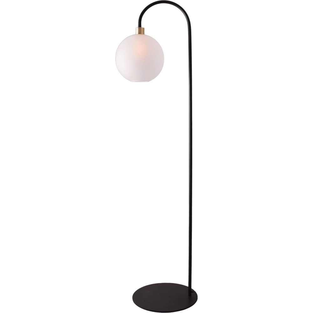 Vloerlamp Lazise zwart met goud en wit glas