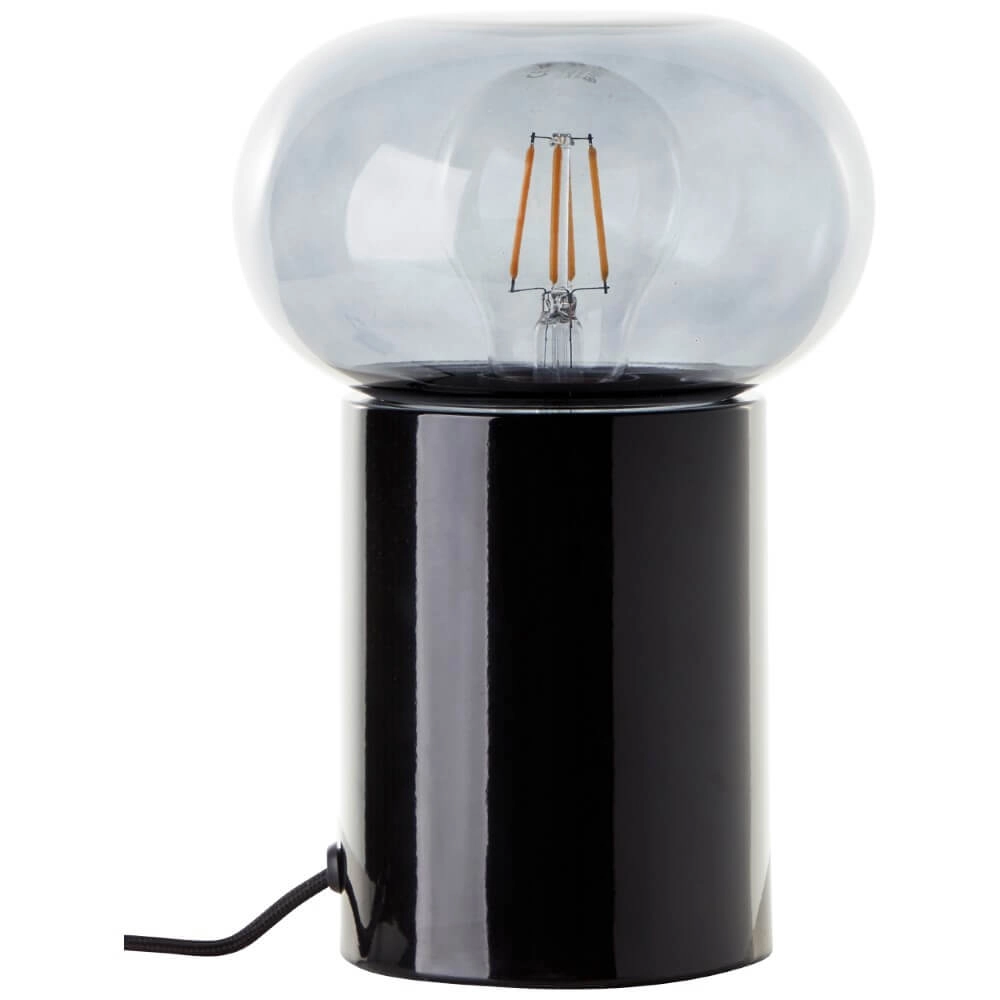 Zwarte tafellamp Knut met smoke glas Brilliant 4004353430169