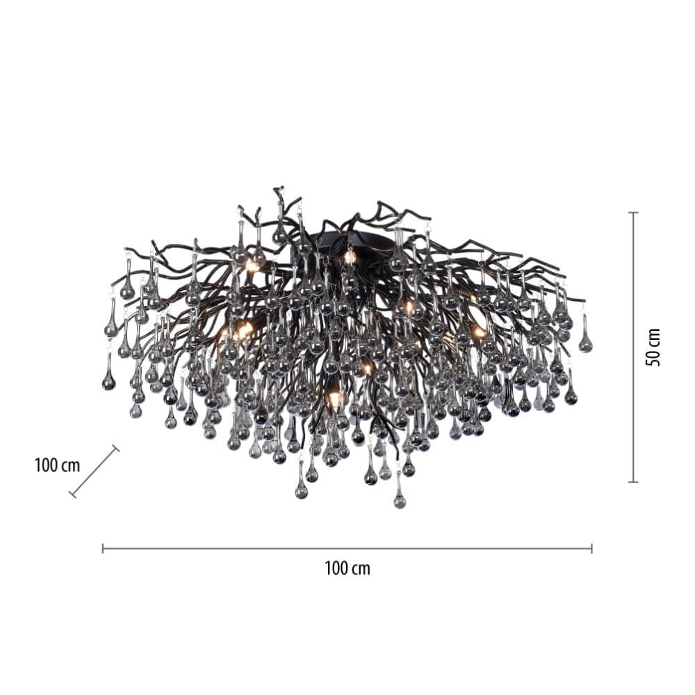Kroonluchter Icicle zwart 100cm Paul Neuhaus 4012248377581