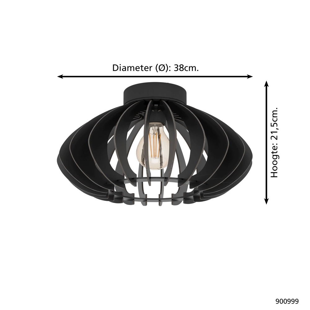 Houten plafondlamp Cossano 3 zwart - Ø 38cm Eglo 9008606291373