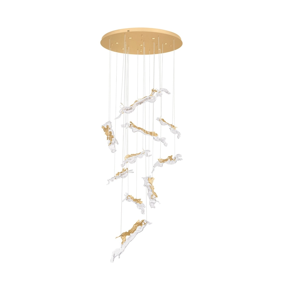 Gouden hanglamp Avesa met helder glas Ø 100cm Lyora 5212063500440