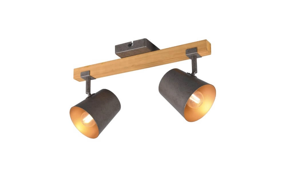 Spot Bell 2-lichts antiekgrijs met hout Trio 4017807502565