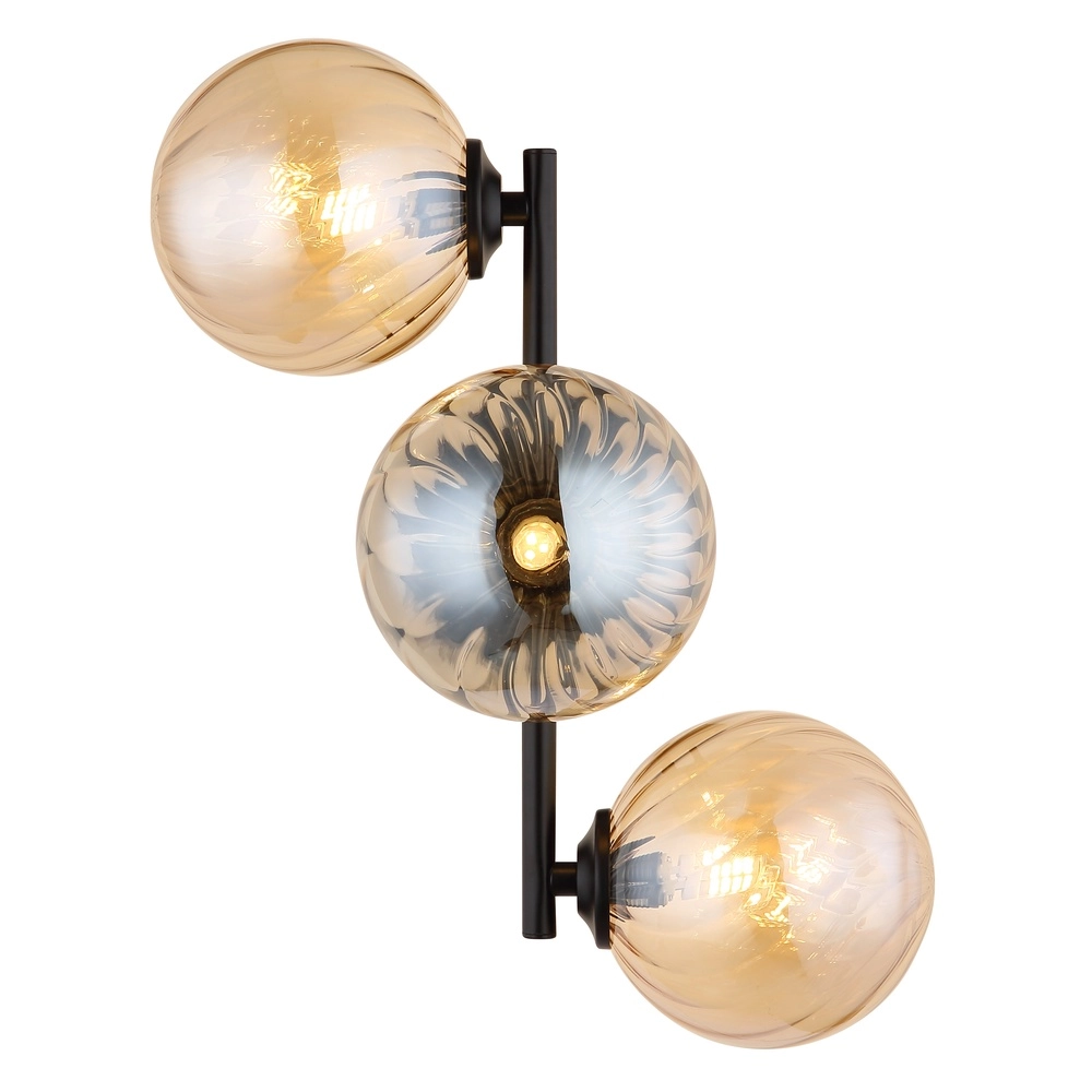 Zwarte wandlamp Conor met amber glas Globo 9007371515189