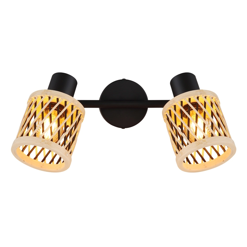 Wandlamp Mali 2-lichts zwart met kapjes Globo 9007371531714