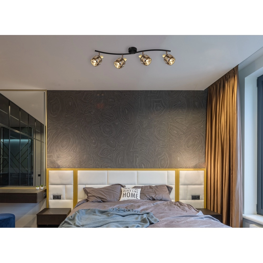 4-lichts plafondlamp Indiana zwart Globo 9007371443055