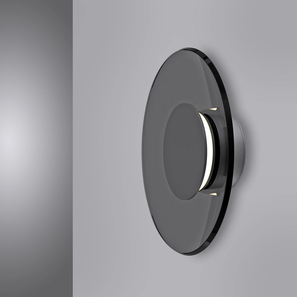 Wandlamp Pure Moon Ø 32cm - platin met smoke glas Paul Neuhaus 4012248386354