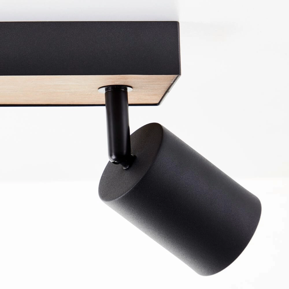 2-lichts lamp Jello Wood zwart met hout Brilliant 4004353428388