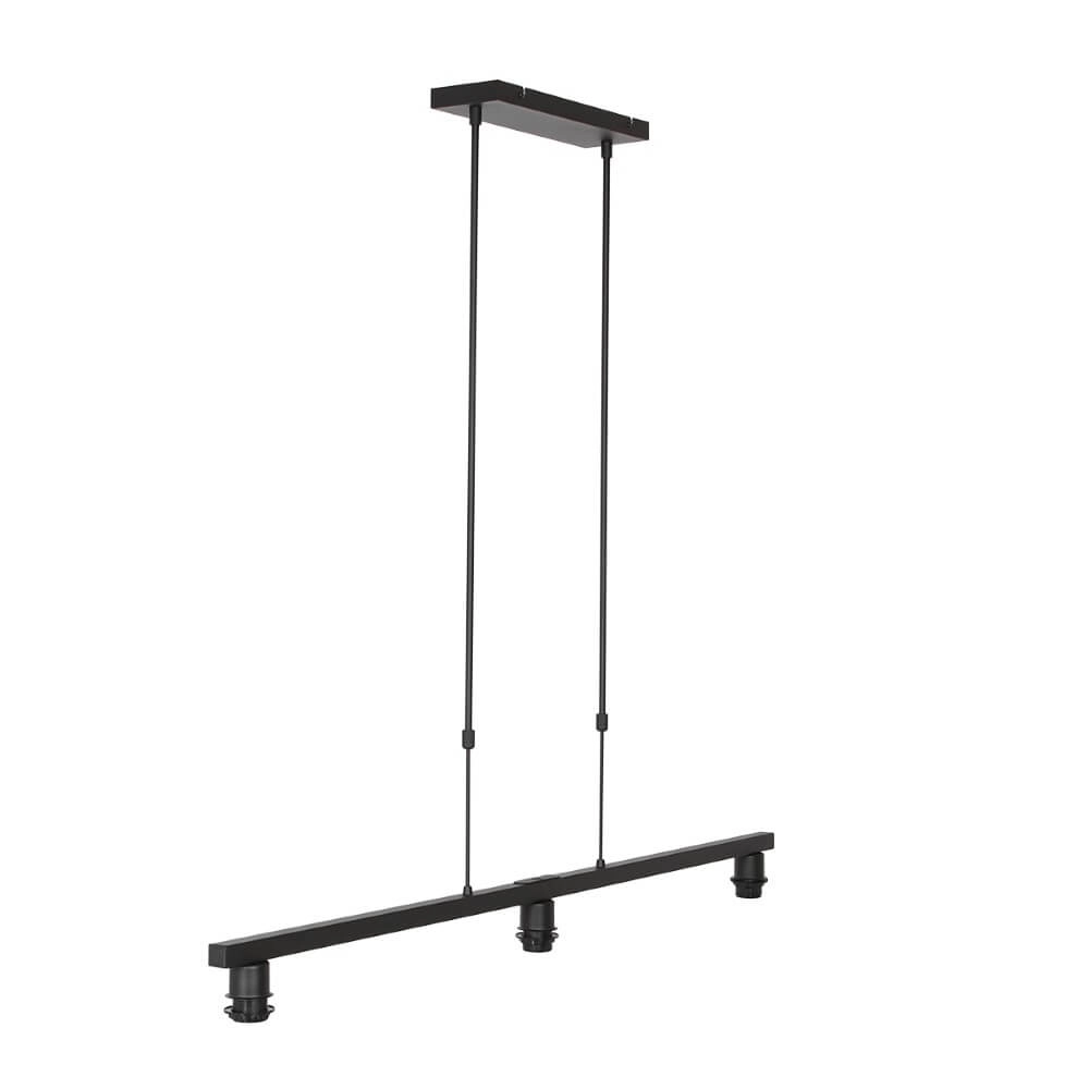 Zwarte hanglamp Stang met witte linnen kappen Steinhauer 8712746165777