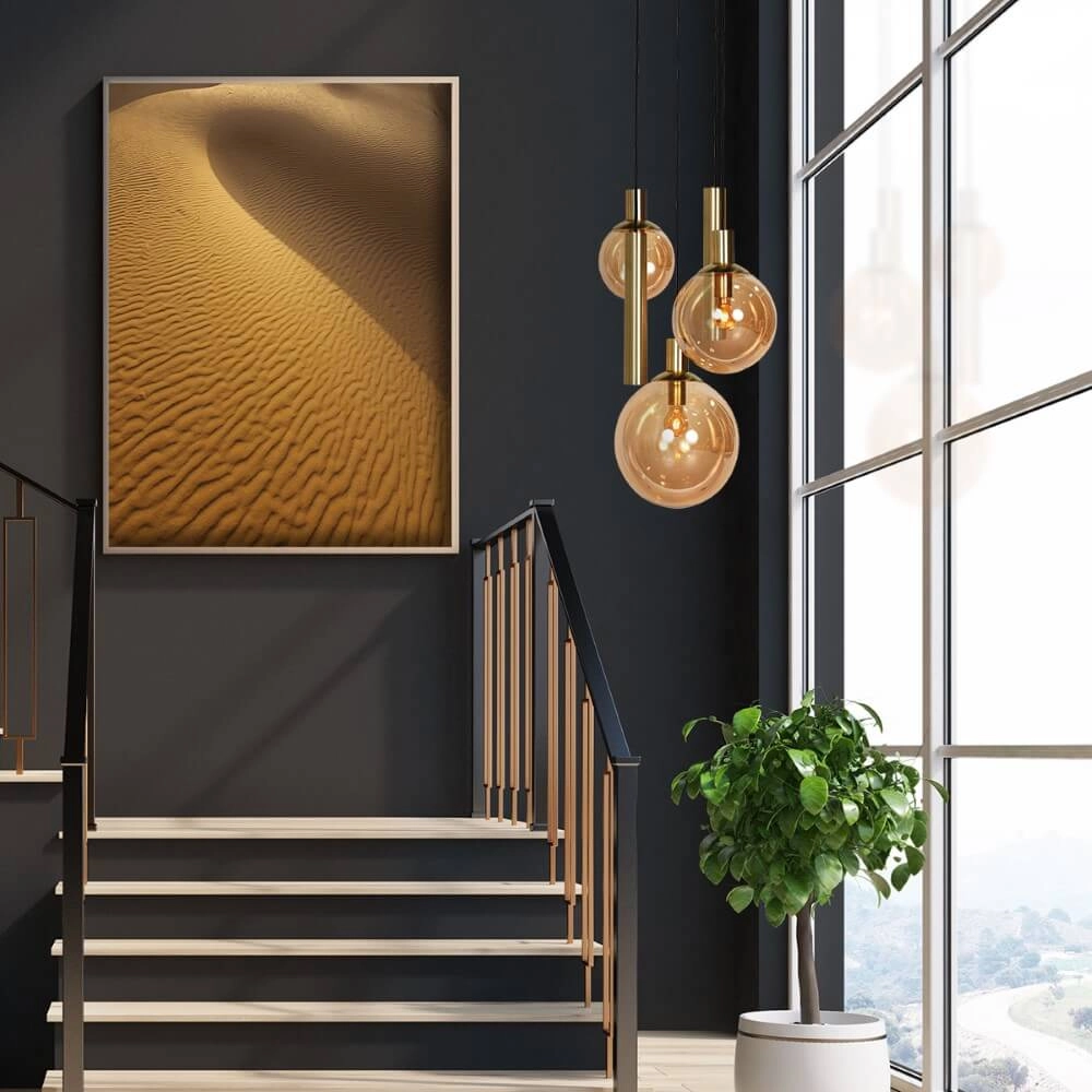 Vide hanglamp Bollique goud met amberglas Steinhauer 8712746173000
