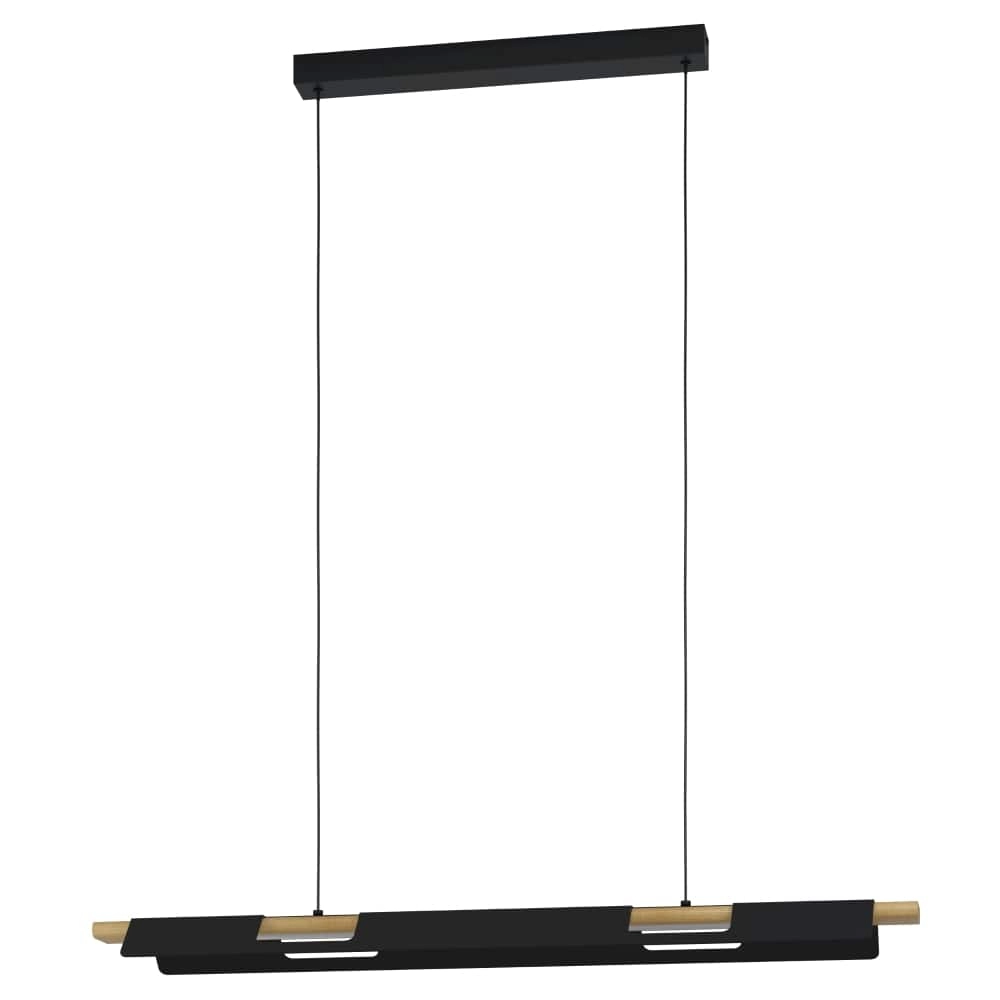 Kantoor hanglamp Ermua zwart met hout