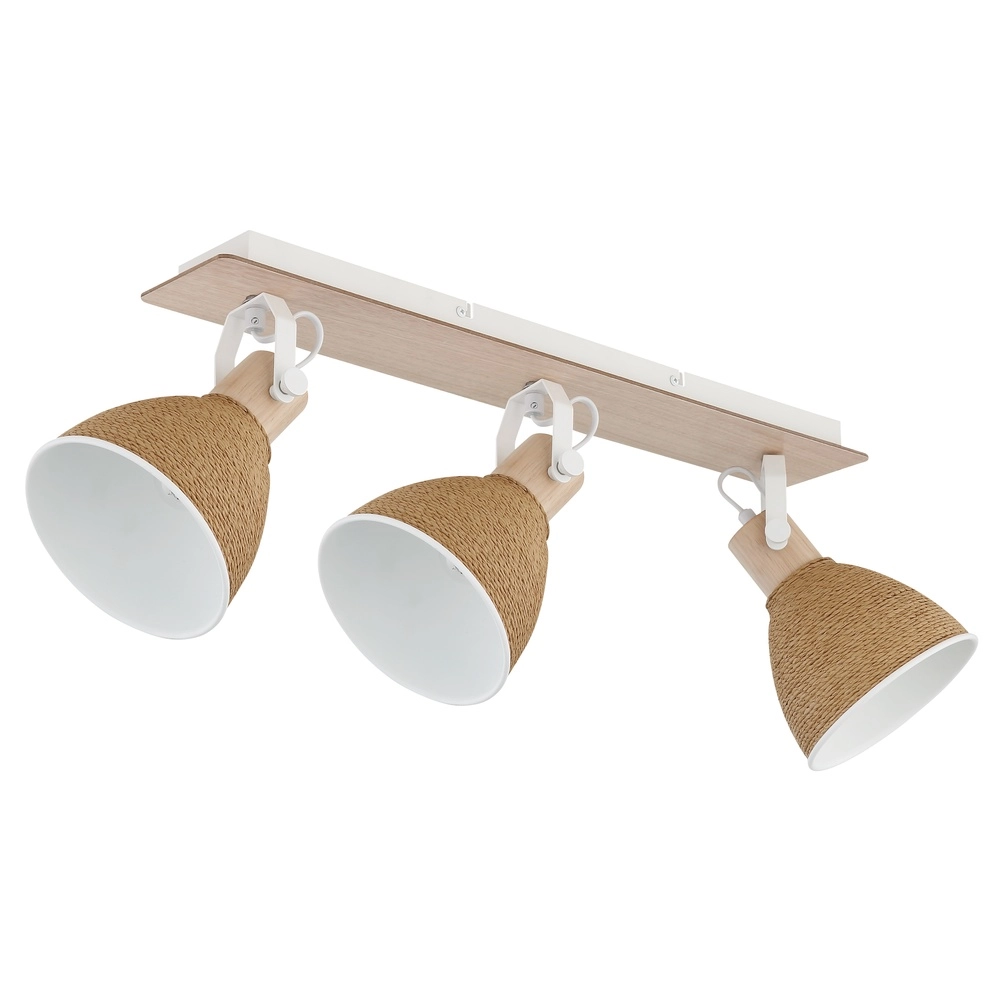 Plafondlamp Lyndon 3-lichts wit met rotan Globo 9007371586745