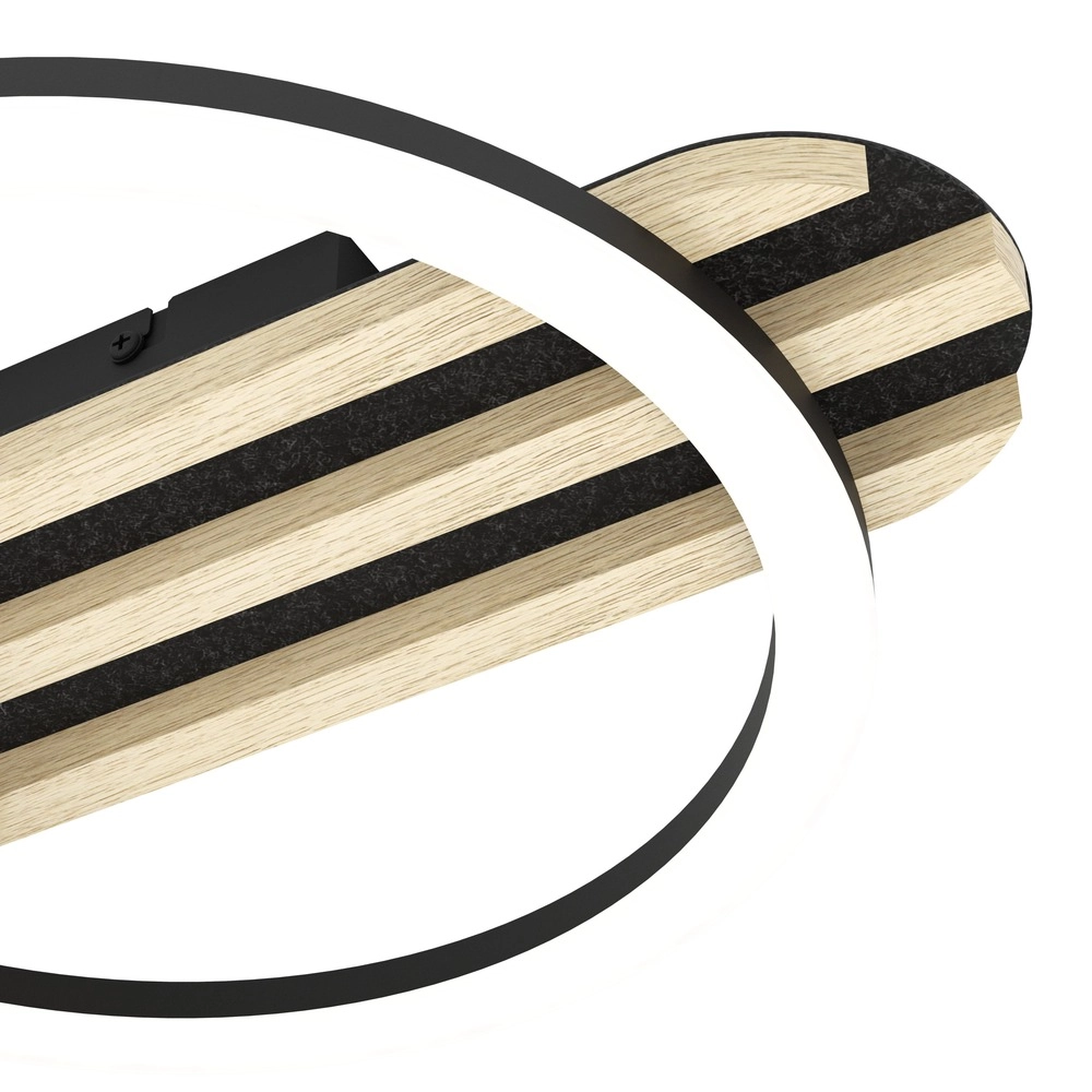 Moderne plafondlamp Cembrano zwart met hout 50cm Eglo 9008606388165