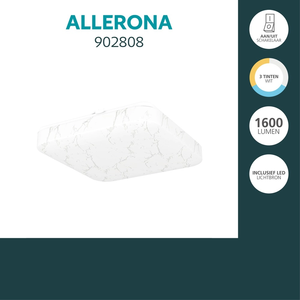 Witte plafondlamp Allerona 27 x 27cm Eglo 9008606408924