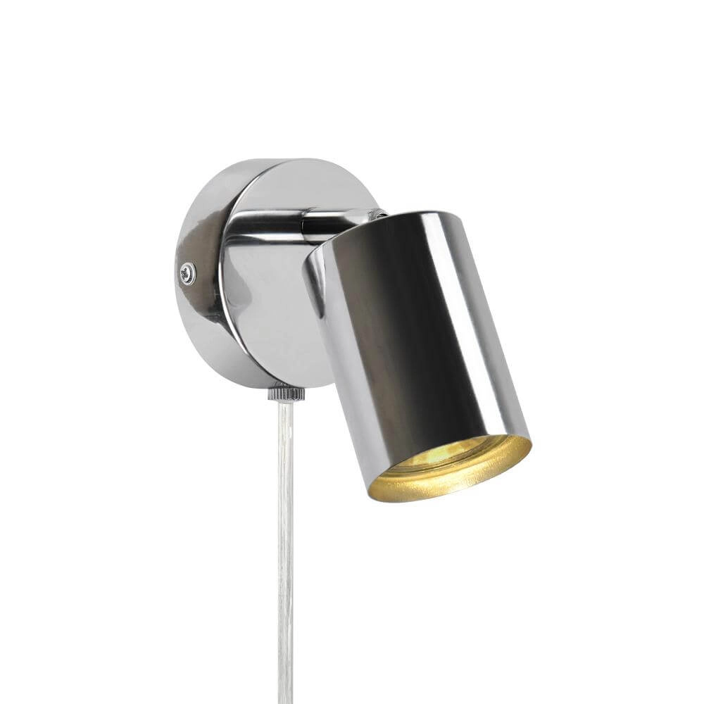 Chromen wandlamp Explore met snoer