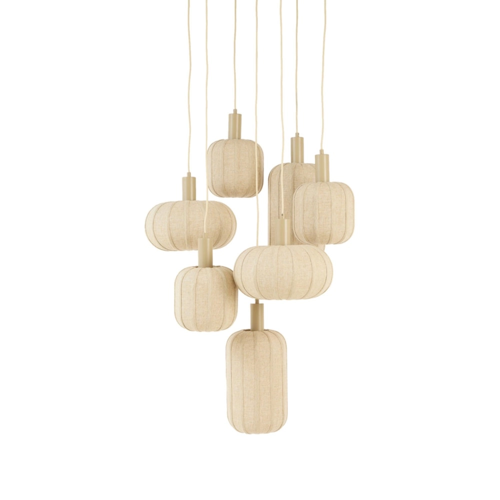 Japandi hanglamp Tufia 7-lichts zand bruin