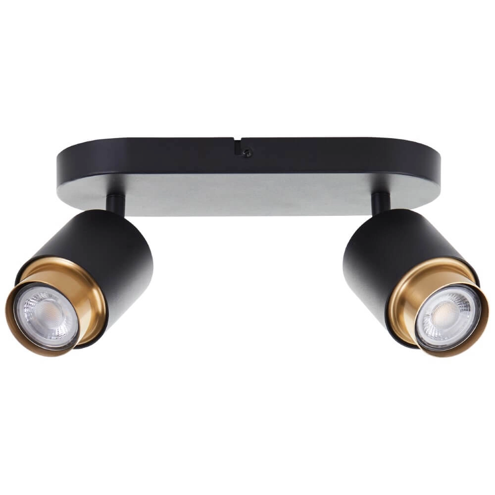 2-lichts opbouwspot Covelo zwart met goud Brilliant 4004353441356