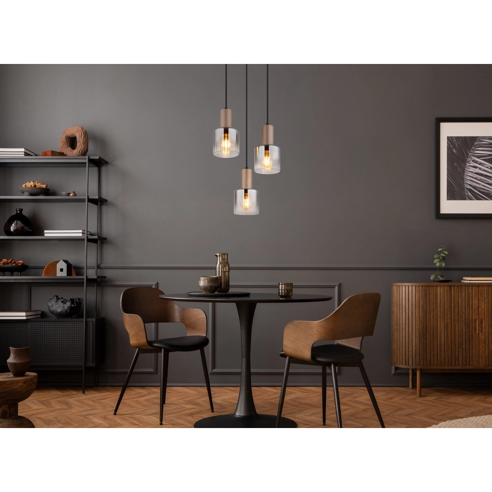 Hanglamp Walton 3-lichts koffie bruin Globo 9007371583188