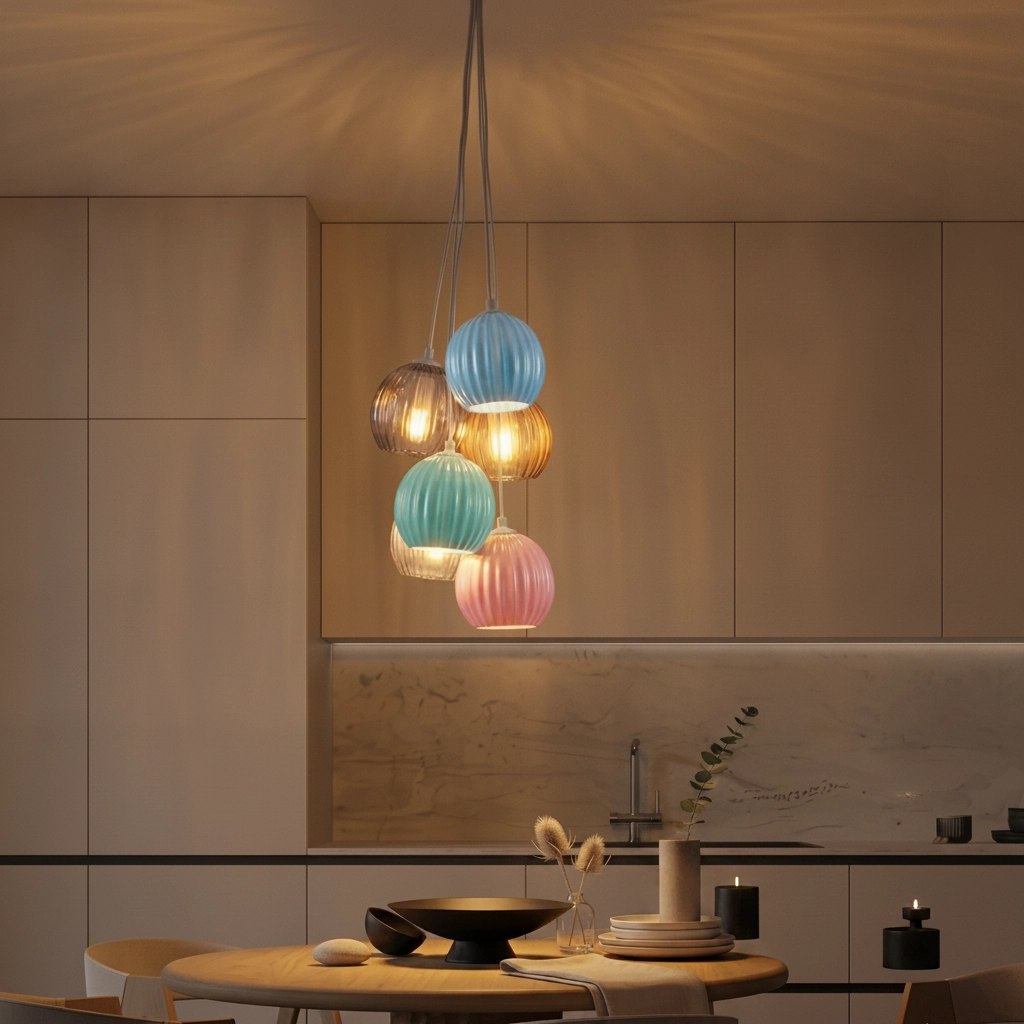 Gekleurde hanglamp Meline 6-lichts
