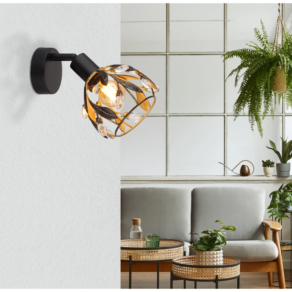 Landelijke wandlamp Mika zwart Globo 9007371522293