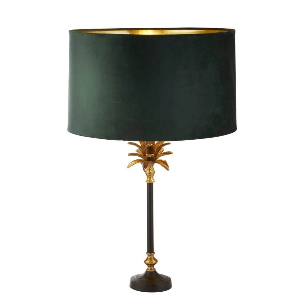Tafellamp Palm zwart met groene kap Searchlight 5053423257396