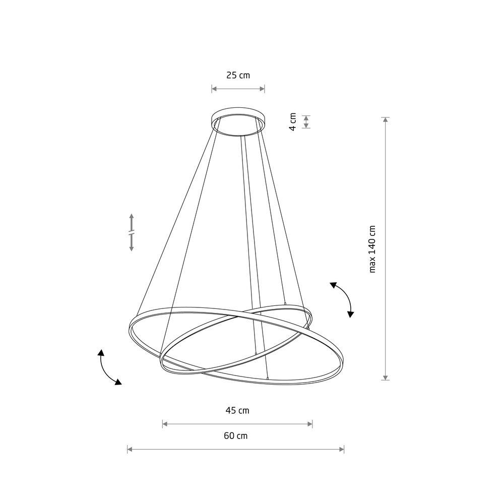 Design hanglamp Circolo Led zwart Ø 60cm Lyora 5903139116473